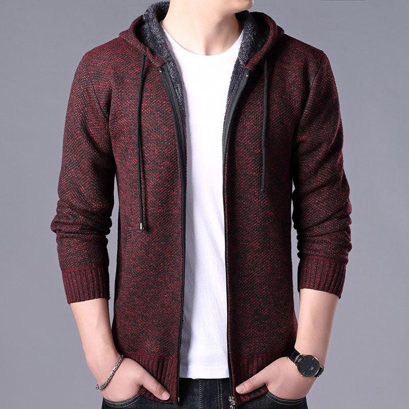 New Autumn Winter Jacket Men Warm Casual Slim Fit Fleece Jacket Elegant Jackets For Men Warm Soft Sweater Solid Jackets Casual Business Men Clothing Lightweight Hooded Jackets - Fabs things