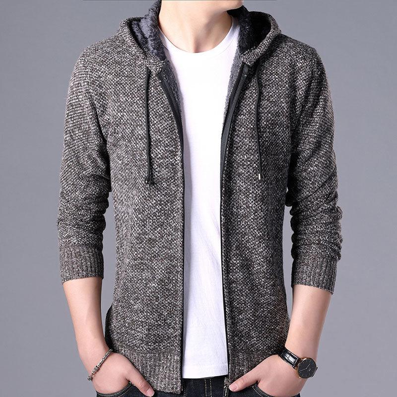 New Autumn Winter Jacket Men Warm Casual Slim Fit Fleece Jacket Elegant Jackets For Men Warm Soft Sweater Solid Jackets Casual Business Men Clothing Lightweight Hooded Jackets - Fabs things