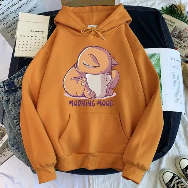 New Hoody Cat Cartoon Print Woman Sweatshirt With Hooded Loose Women's Hoodie Fashion Female Clothes Fleece Hoodies Women Cute Fashion Sweatshirts Sweatshirts Hoodie For Teen Girls Hoodies - Fabs things