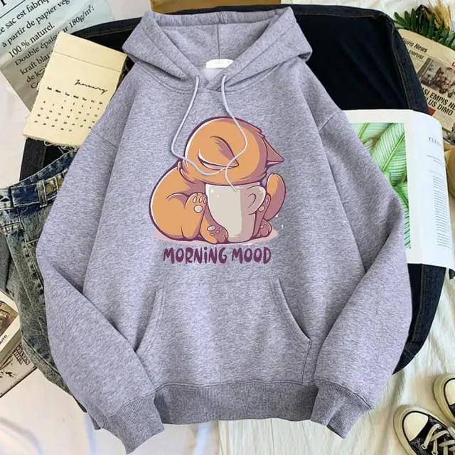 New Hoody Cat Cartoon Print Woman Sweatshirt With Hooded Loose Women's Hoodie Fashion Female Clothes Fleece Hoodies Women Cute Fashion Sweatshirts Sweatshirts Hoodie For Teen Girls Hoodies - Fabs things