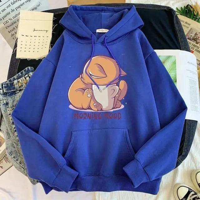 New Hoody Cat Cartoon Print Woman Sweatshirt With Hooded Loose Women's Hoodie Fashion Female Clothes Fleece Hoodies Women Cute Fashion Sweatshirts Sweatshirts Hoodie For Teen Girls Hoodies - Fabs things