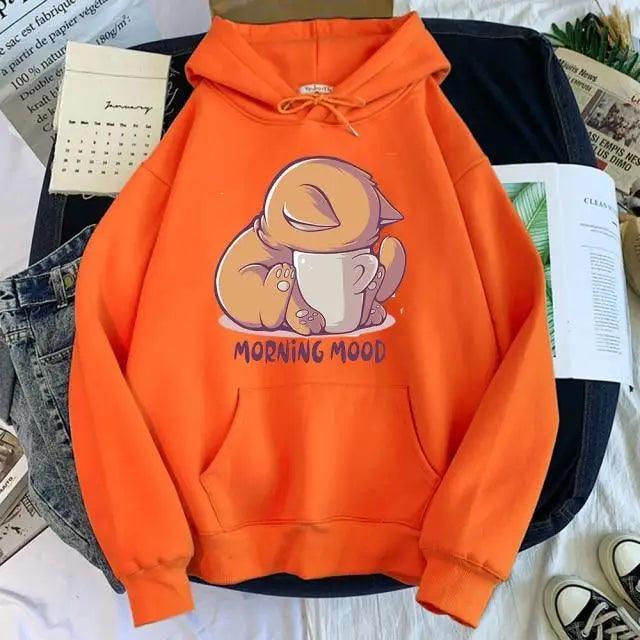 New Hoody Cat Cartoon Print Woman Sweatshirt With Hooded Loose Women's Hoodie Fashion Female Clothes Fleece Hoodies Women Cute Fashion Sweatshirts Sweatshirts Hoodie For Teen Girls Hoodies - Fabs things