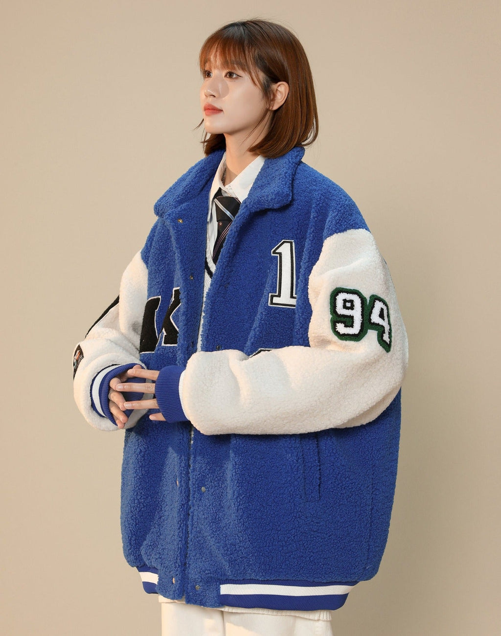 Women's Year 94 Furry Varsity Jacket - Fabs things