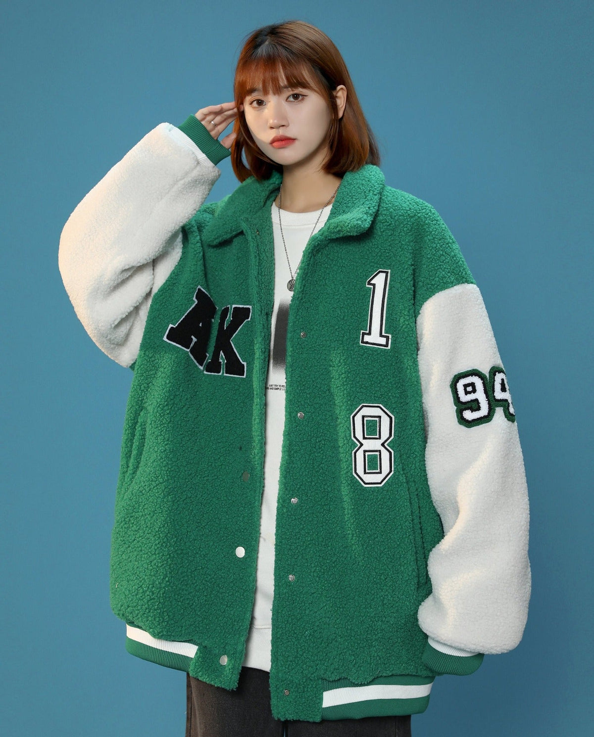 Women's Year 94 Furry Varsity Jacket - Fabs things