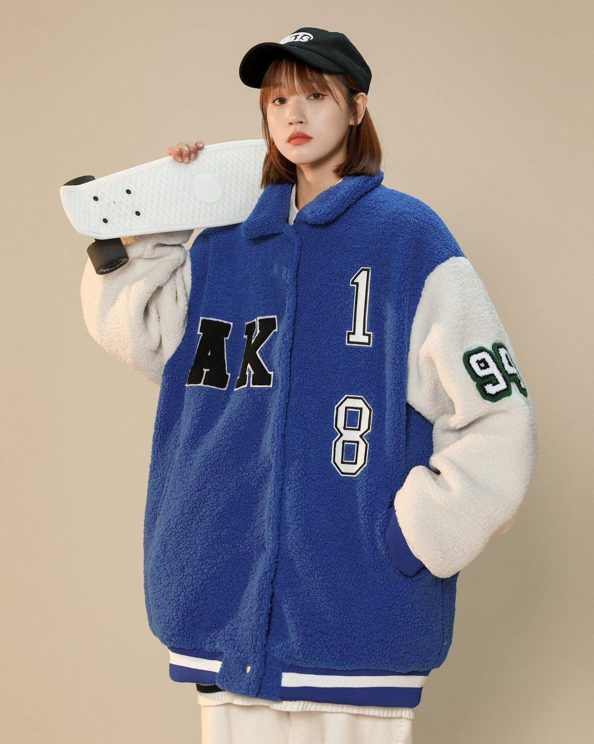 Women's Year 94 Furry Varsity Jacket - Fabs things