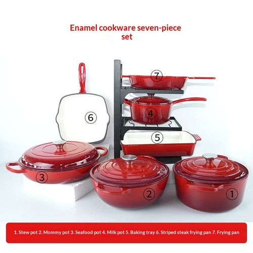 7-Piece Cast Iron Enamel Cookware Set - Fabs things
