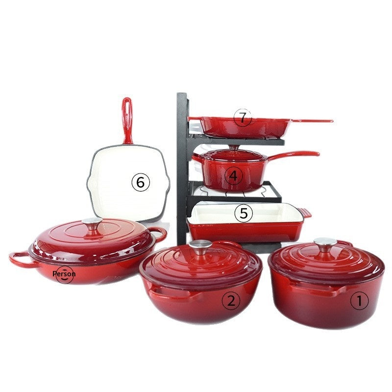 7-Piece Cast Iron Enamel Cookware Set - Fabs things