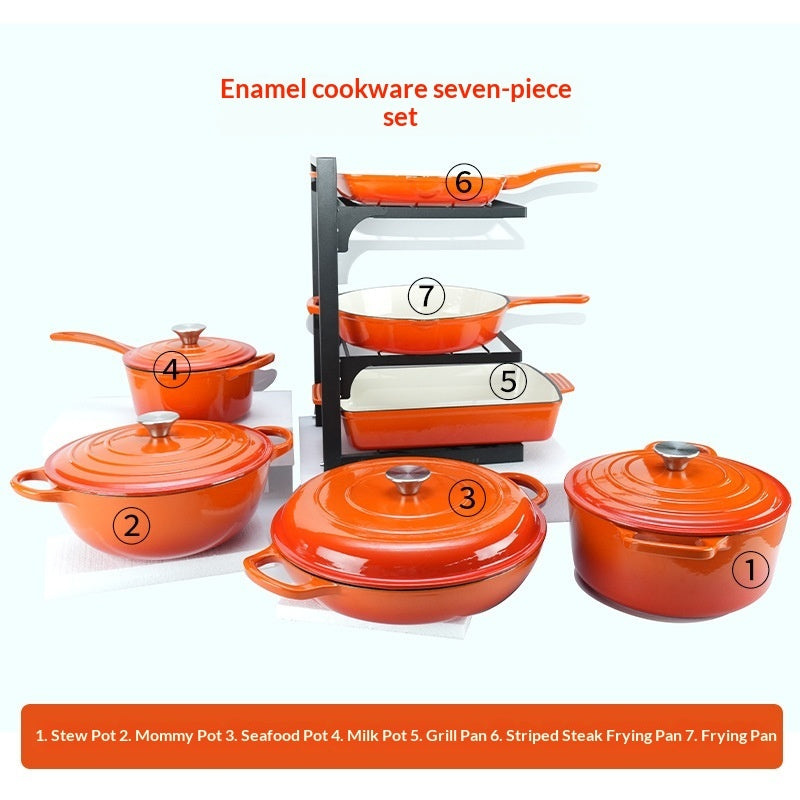 7-Piece Cast Iron Enamel Cookware Set - Fabs things