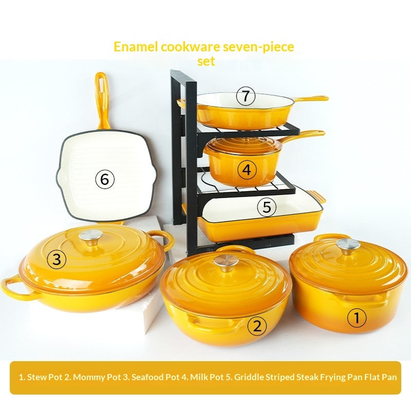 7-Piece Cast Iron Enamel Cookware Set - Fabs things