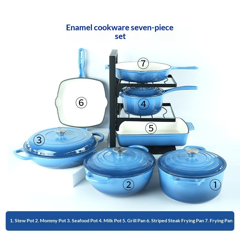7-Piece Cast Iron Enamel Cookware Set - Fabs things
