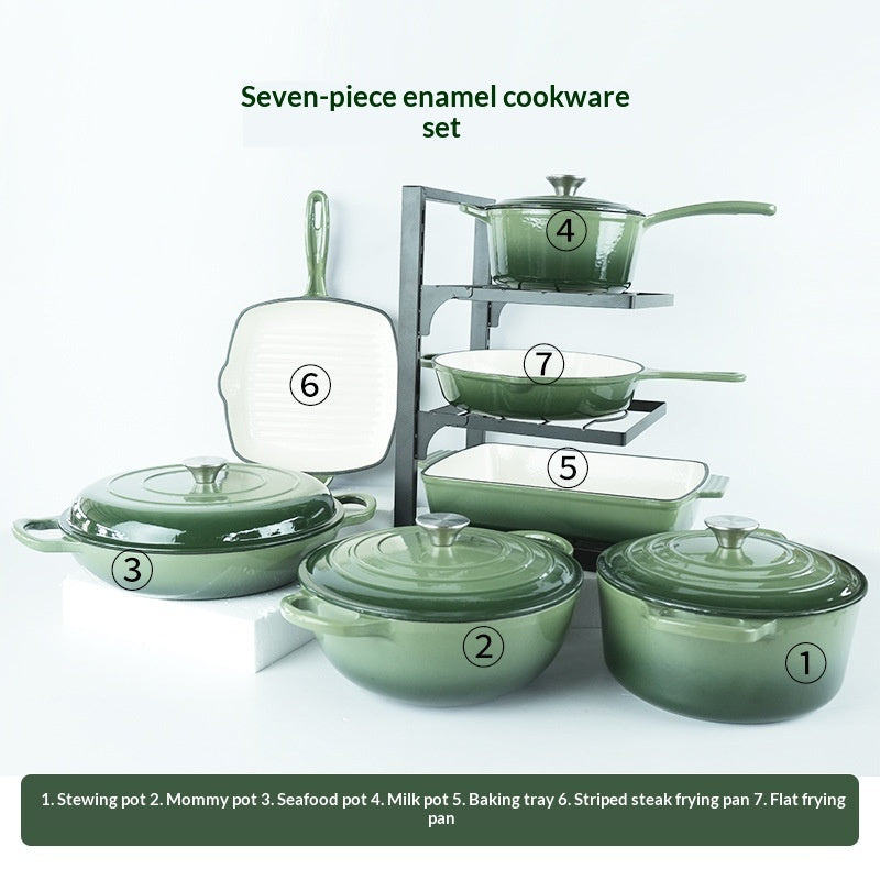 7-Piece Cast Iron Enamel Cookware Set - Fabs things