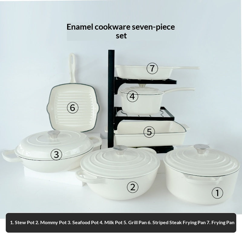 7-Piece Cast Iron Enamel Cookware Set - Fabs things