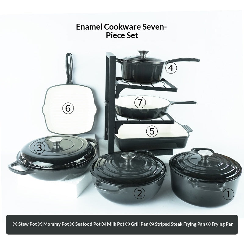7-Piece Cast Iron Enamel Cookware Set - Fabs things