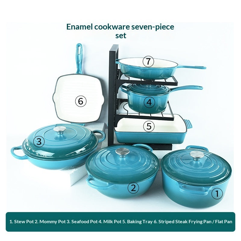 7-Piece Cast Iron Enamel Cookware Set - Fabs things