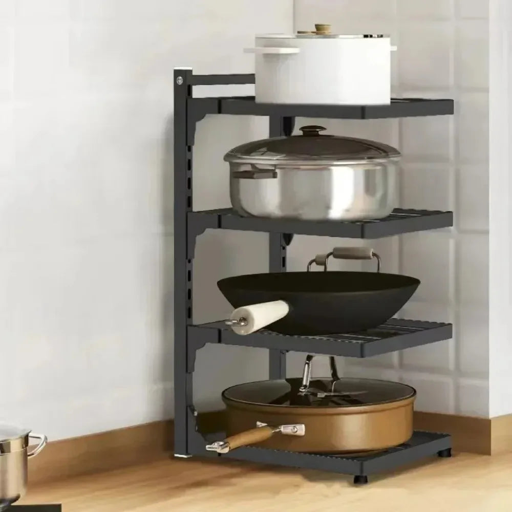 4-Tier Adjustable Pot Rack for Home Use Cookware Storage Rack Under-Sink/Countertop Storage Rack - Fabs things