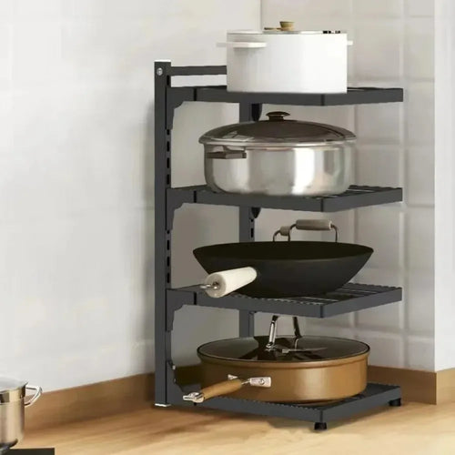 4-Tier Adjustable Pot Rack for Home Use Cookware Storage Rack Under-Sink/Countertop Storage Rack - Fabs things