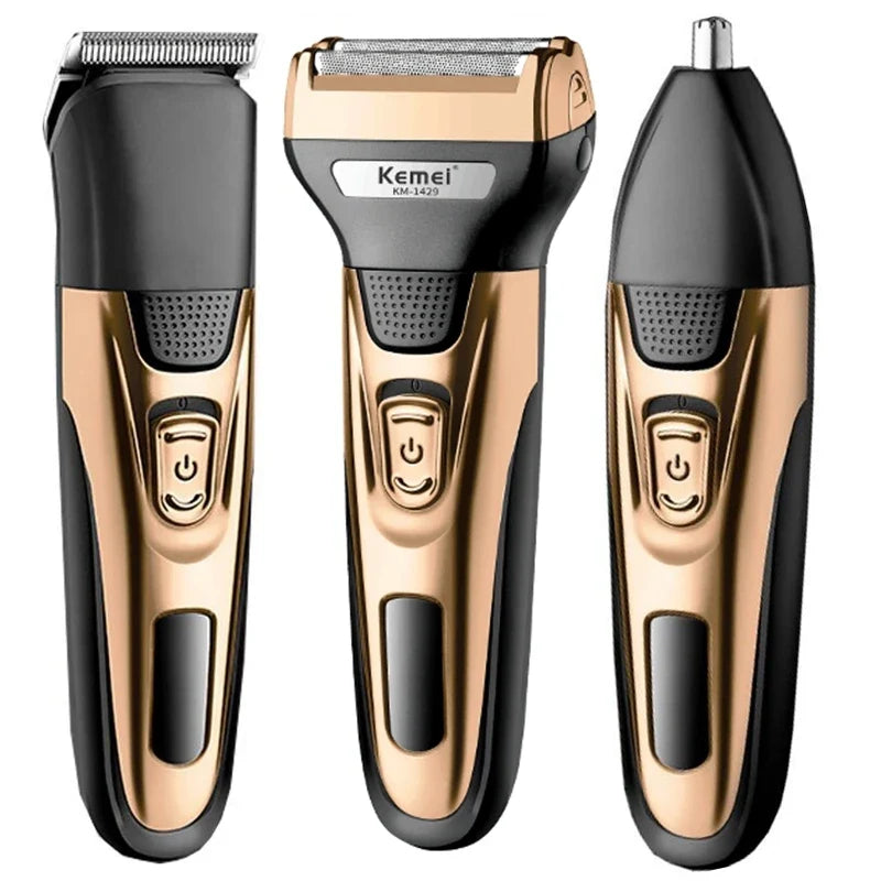 Kemei 3in1 Grooming Kit Electric Shaver For Men Beard Hair Trimmer Body Nose Ear Shaving Machine Face Razor Rechargeable - Fabs things