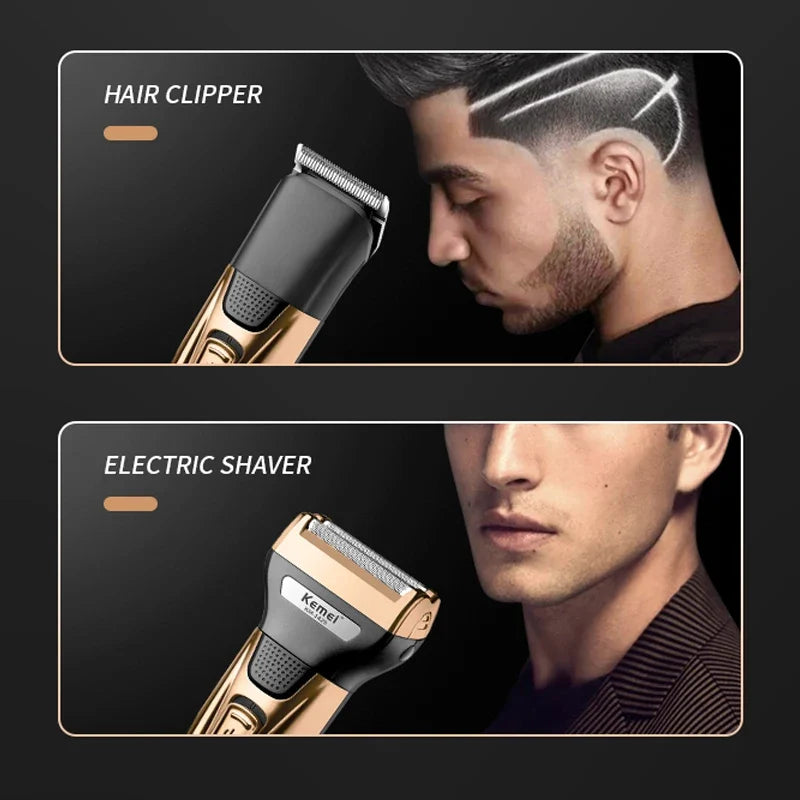 Kemei 3in1 Grooming Kit Electric Shaver For Men Beard Hair Trimmer Body Nose Ear Shaving Machine Face Razor Rechargeable - Fabs things