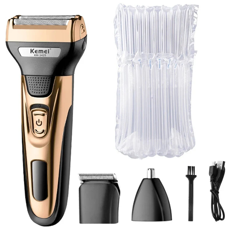 Kemei 3in1 Grooming Kit Electric Shaver For Men Beard Hair Trimmer Body Nose Ear Shaving Machine Face Razor Rechargeable - Fabs things