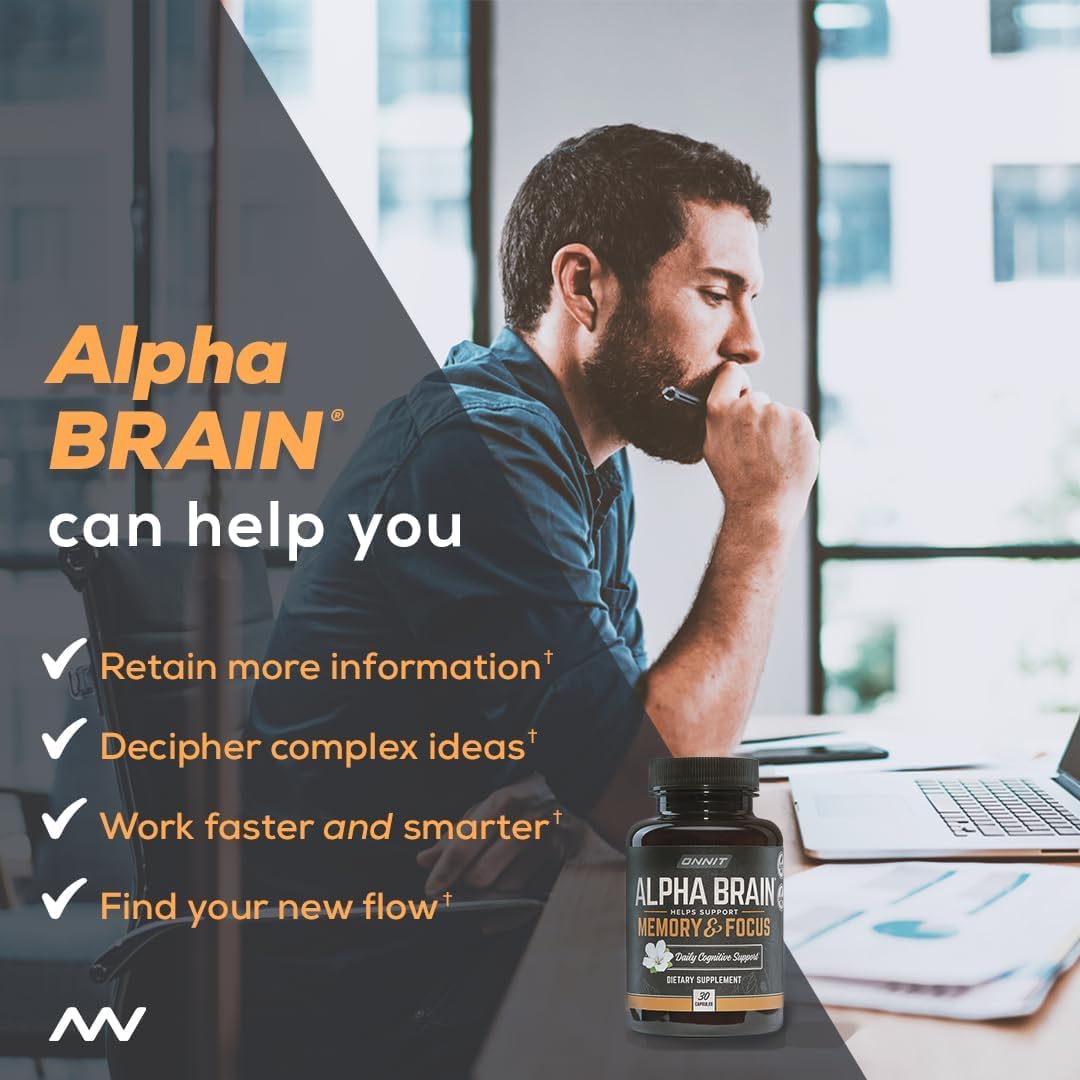 Alpha BRAIN® Cognitive support, including memory, focus & mental processing speed (90 Count) - Fabs things