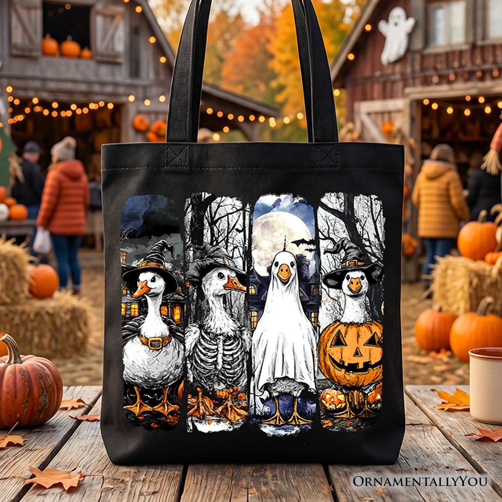 Halloween Goose in Costume Tote Bag, Spooky Fall Geese Gift Shopper for Bird Enjoyers - Fabs things