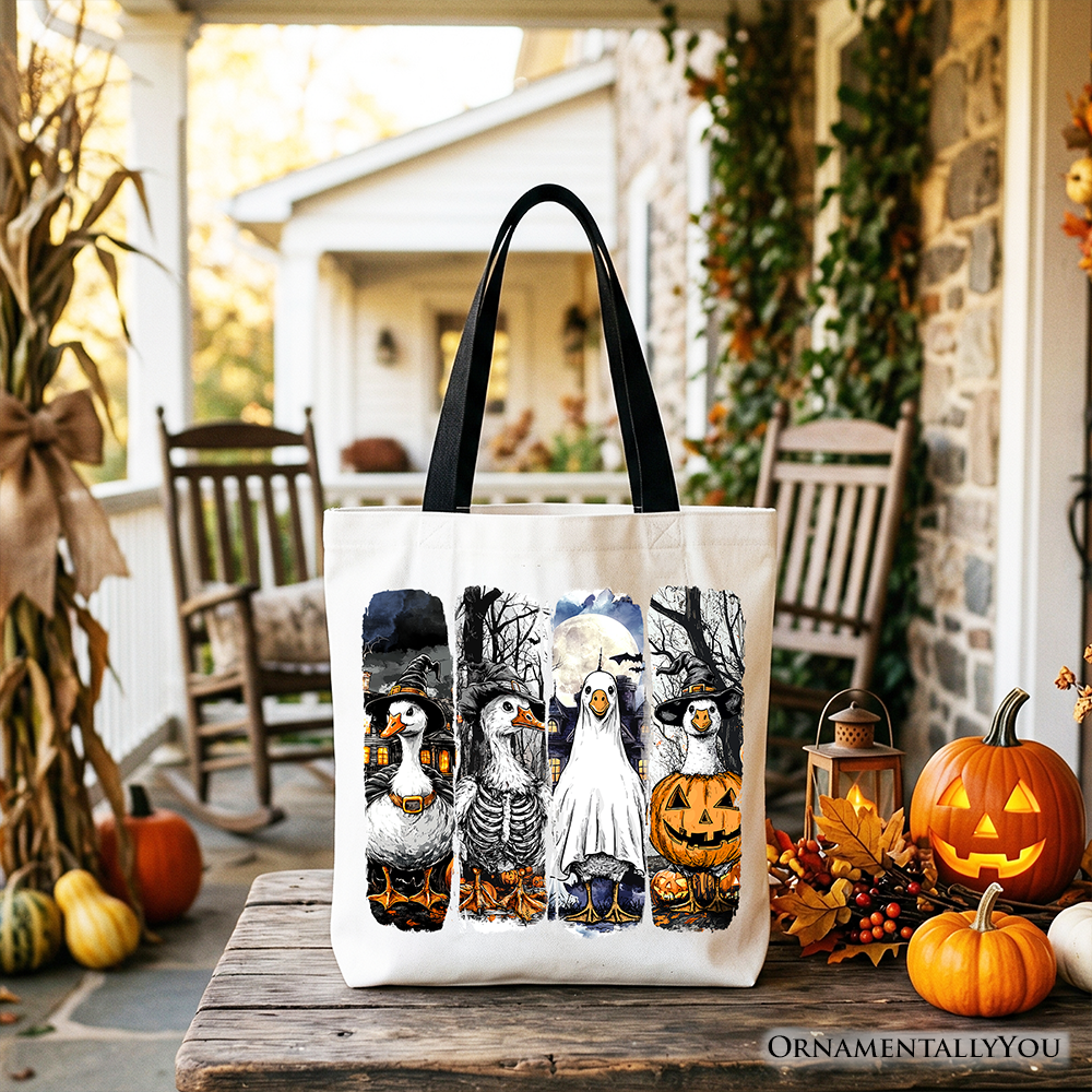 Halloween Goose in Costume Tote Bag, Spooky Fall Geese Gift Shopper for Bird Enjoyers - Fabs things