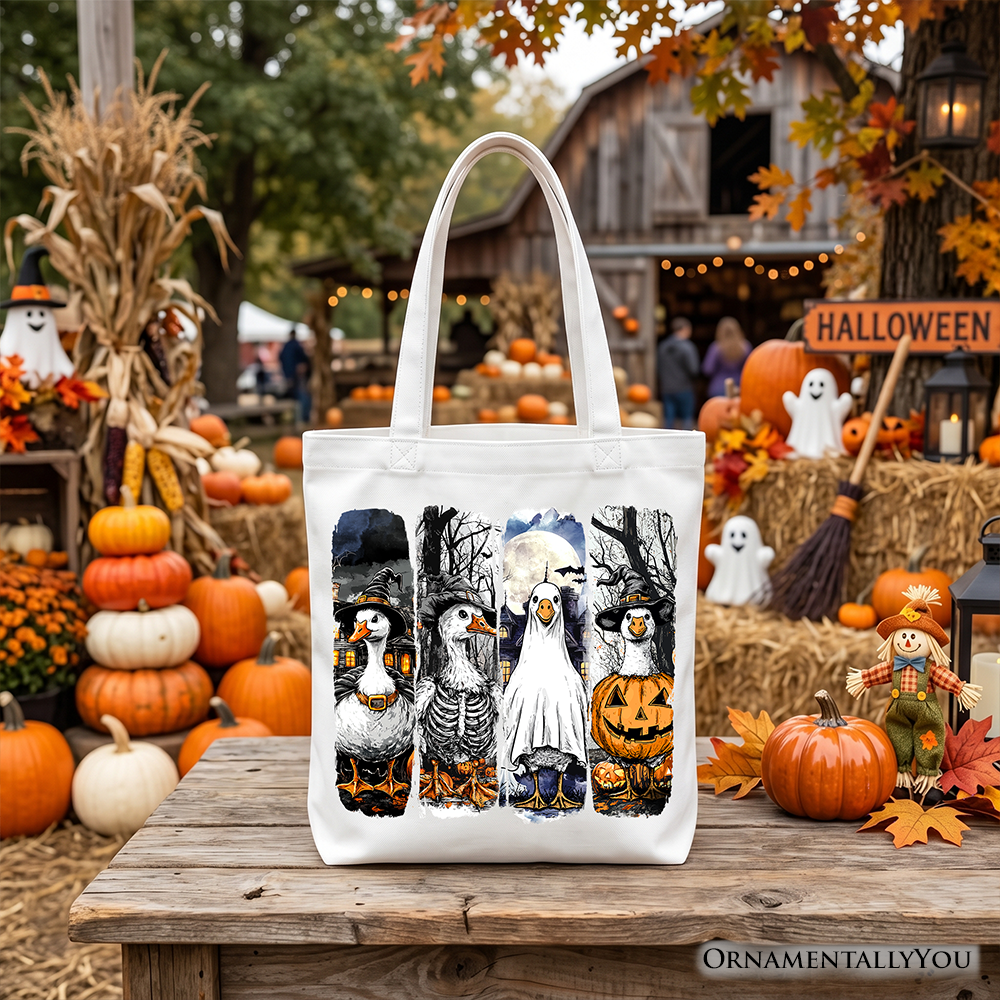 Halloween Goose in Costume Tote Bag, Spooky Fall Geese Gift Shopper for Bird Enjoyers - Fabs things