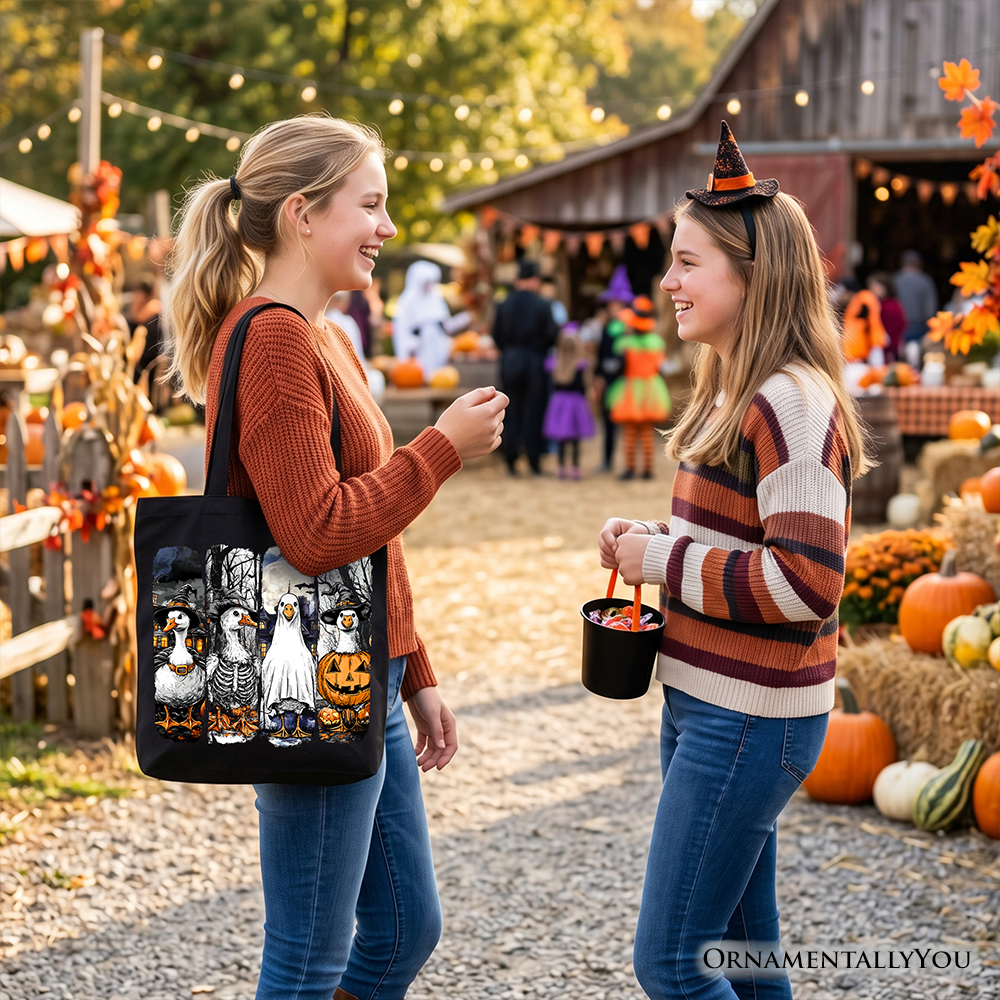 Halloween Goose in Costume Tote Bag, Spooky Fall Geese Gift Shopper for Bird Enjoyers - Fabs things