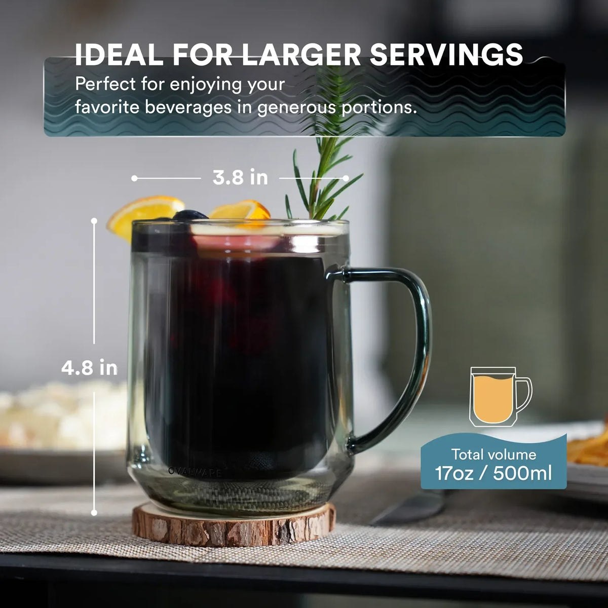 Double Wall Mug - 500ml/17oz (Set of 2) - Fabs things