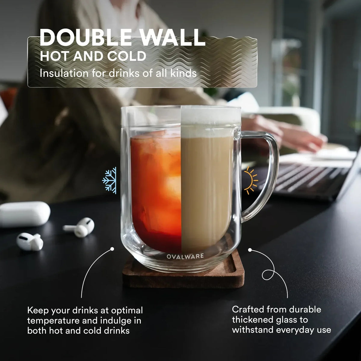 Double Wall Mug - 500ml/17oz (Set of 2) - Fabs things