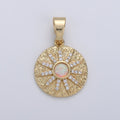 Overstock Dainty 14k Gold Filled Vergina Sun Charm Opal Round SunBurst Medallion Pendant, 23x16mm, Micro Pave Gold Sun Celestial Jewelry I-661 - Fabs things