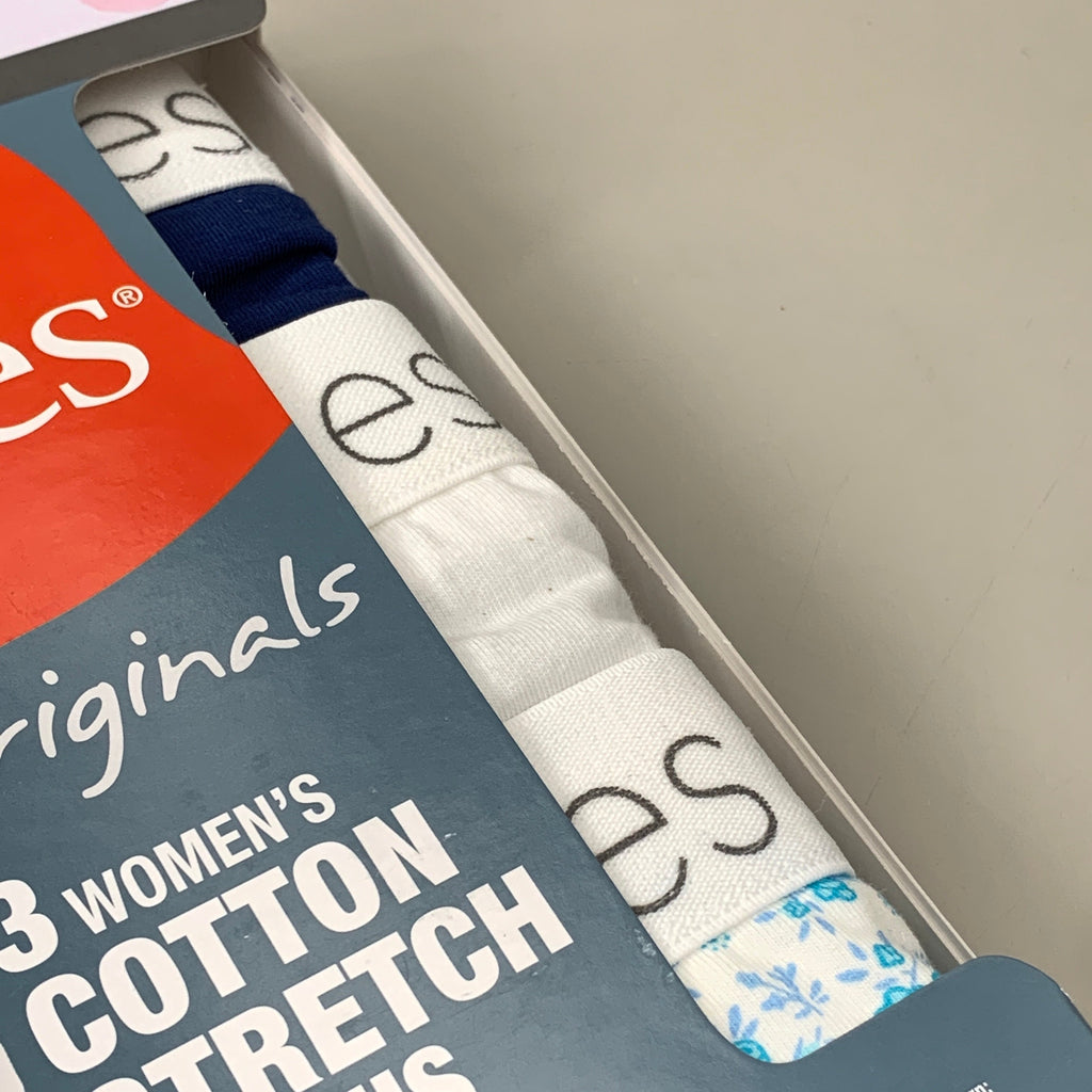 HANES 3 PACK!! Originals Women's Breathable Cotton Bikinis Underwear Sz 6/M Navy/White/Floral 45UOBK - Fabs things