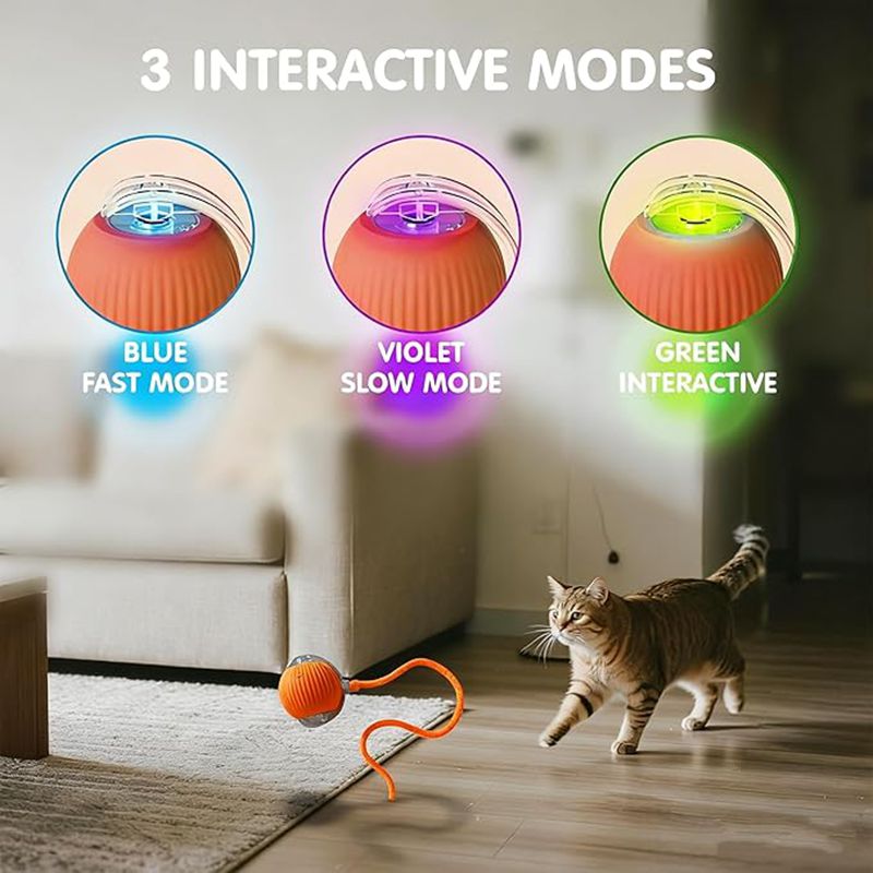 Cat Interactive Ball Toys Automatic Rolling Ball For Kitten Rechargeable Smart Pet Electric Toys With Teaser Sensor Cat Ball Toy - Fabs things