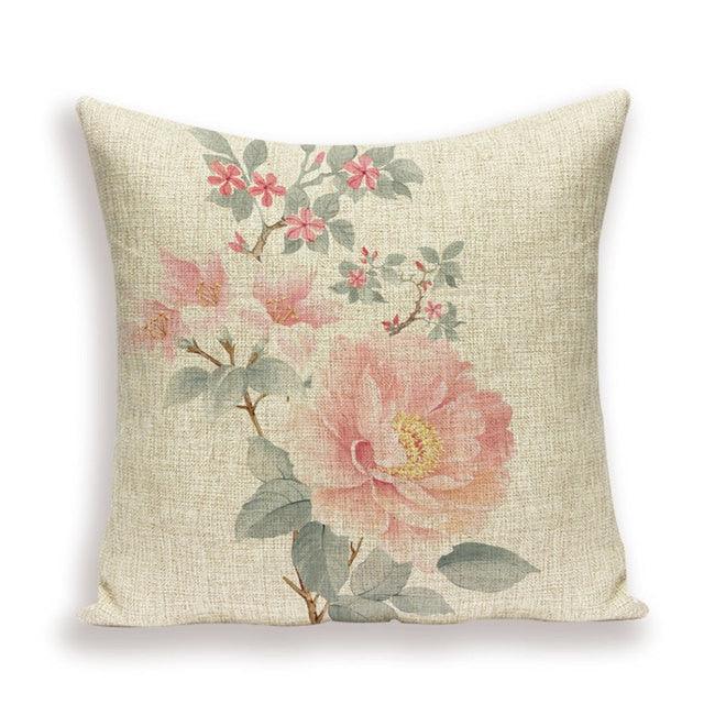 Decorative Plant Flower Throw Pillow Cover Soft Linen Cushion Cover For Living Room Couch Sofa Patio Outdoor Home Decor  Decorative Plant Flower Throw Pillow Covers For Couch Sofa Bed Modern Quality Design Cushion Cover 45x45cm - Fabs things