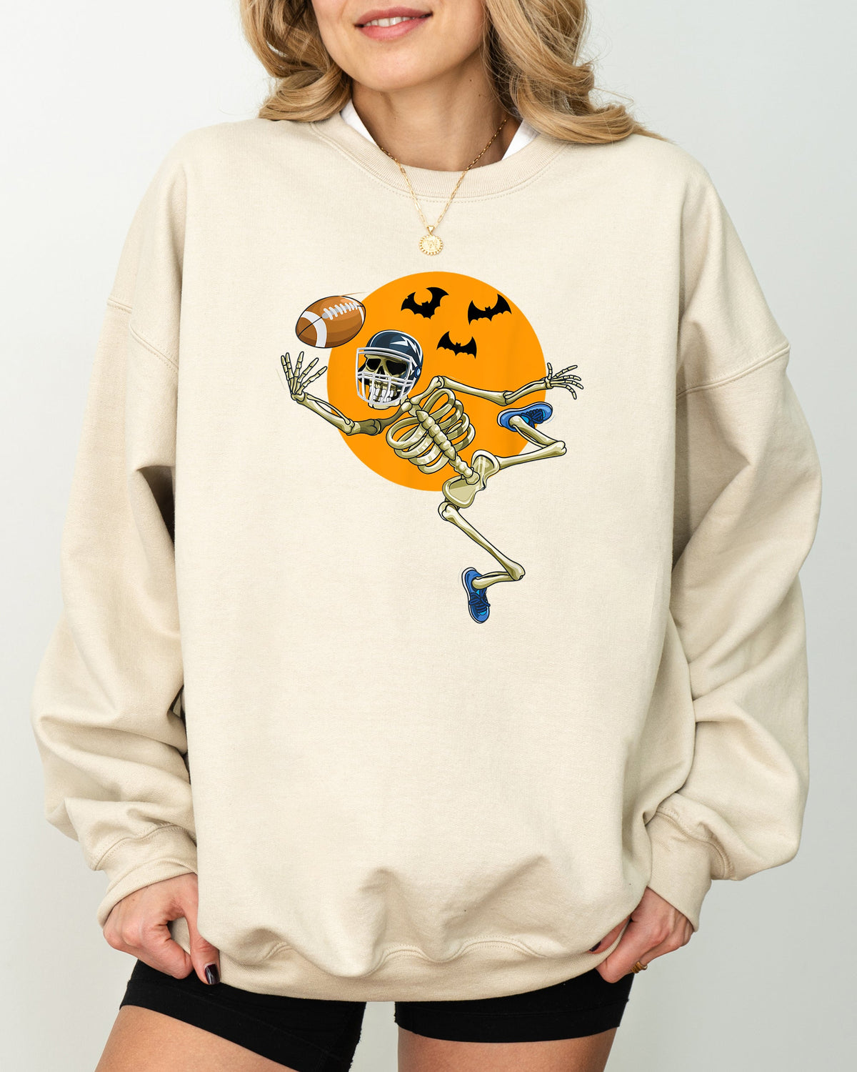 American Football Skeleton Spooky Witch Meme Halloween Costume Design Sweatshirt - Fabs things
