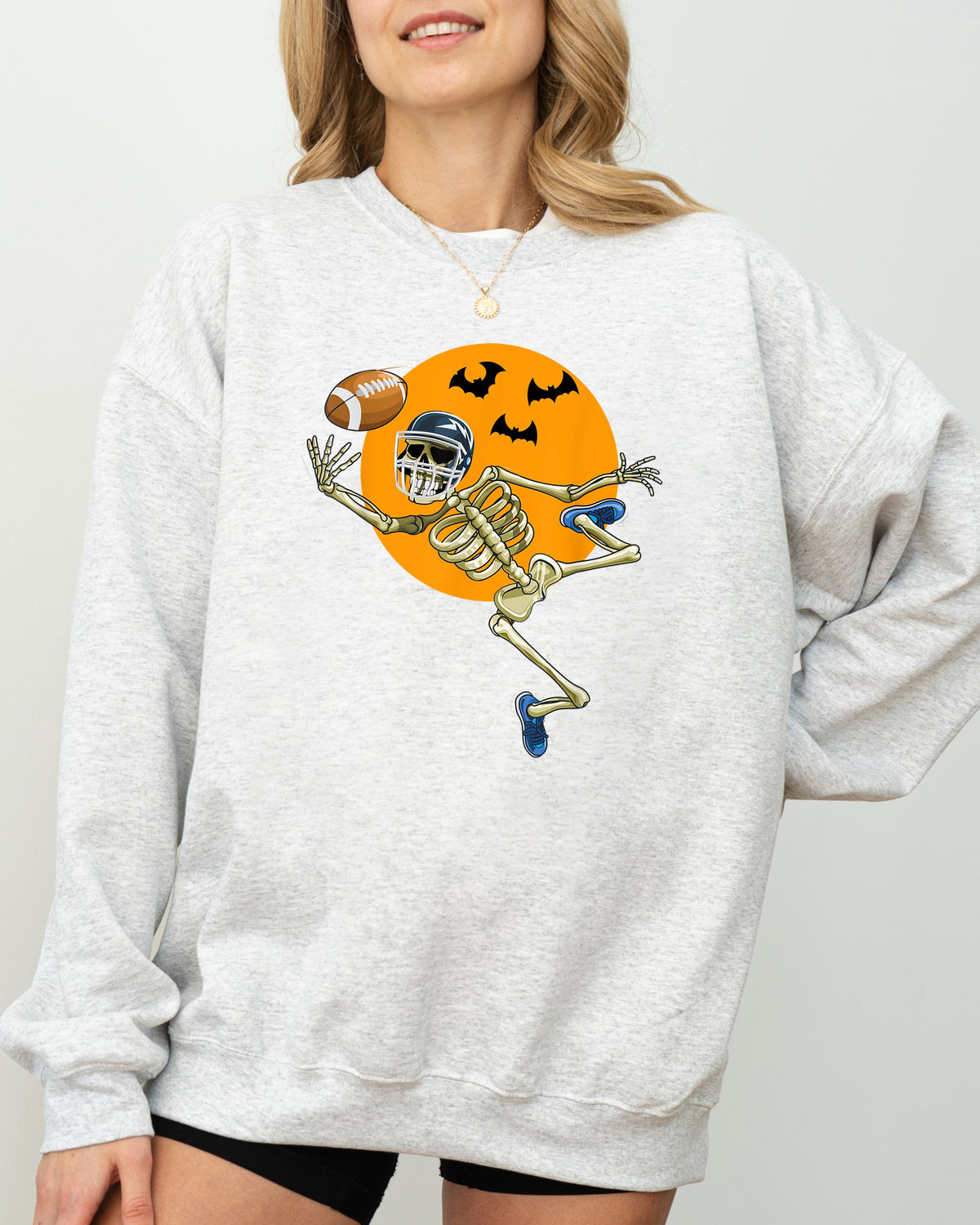 American Football Skeleton Spooky Witch Meme Halloween Costume Design Sweatshirt - Fabs things