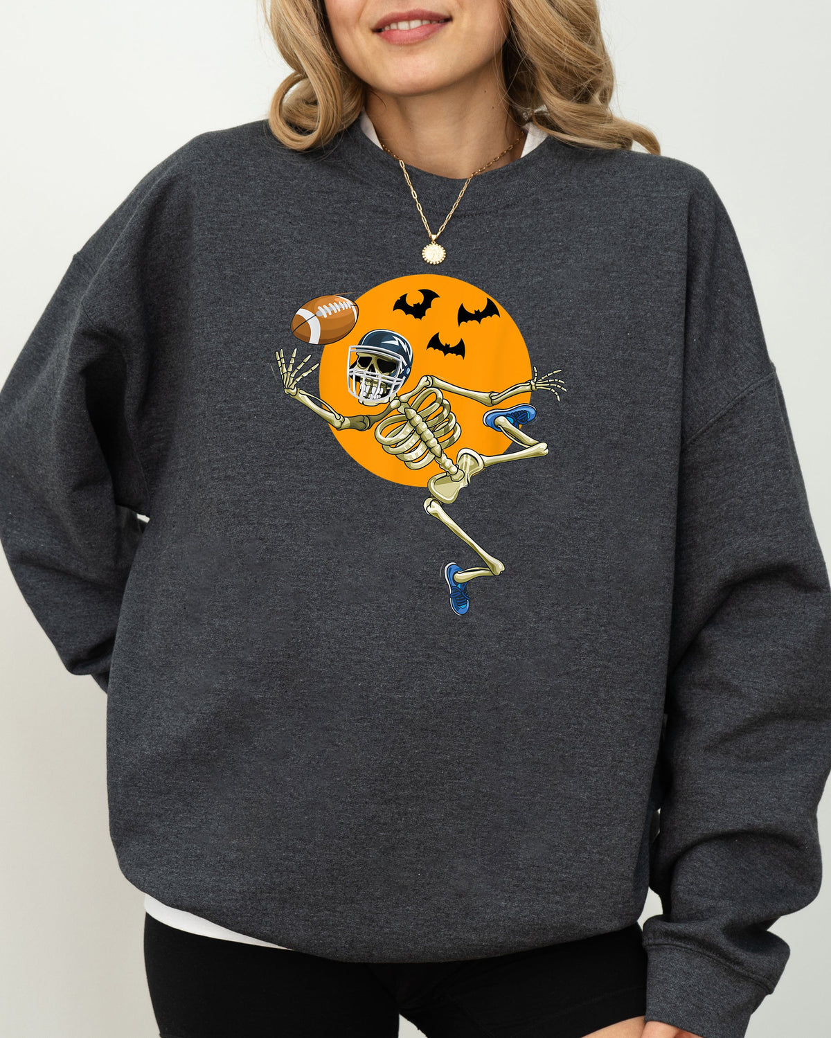 American Football Skeleton Spooky Witch Meme Halloween Costume Design Sweatshirt - Fabs things