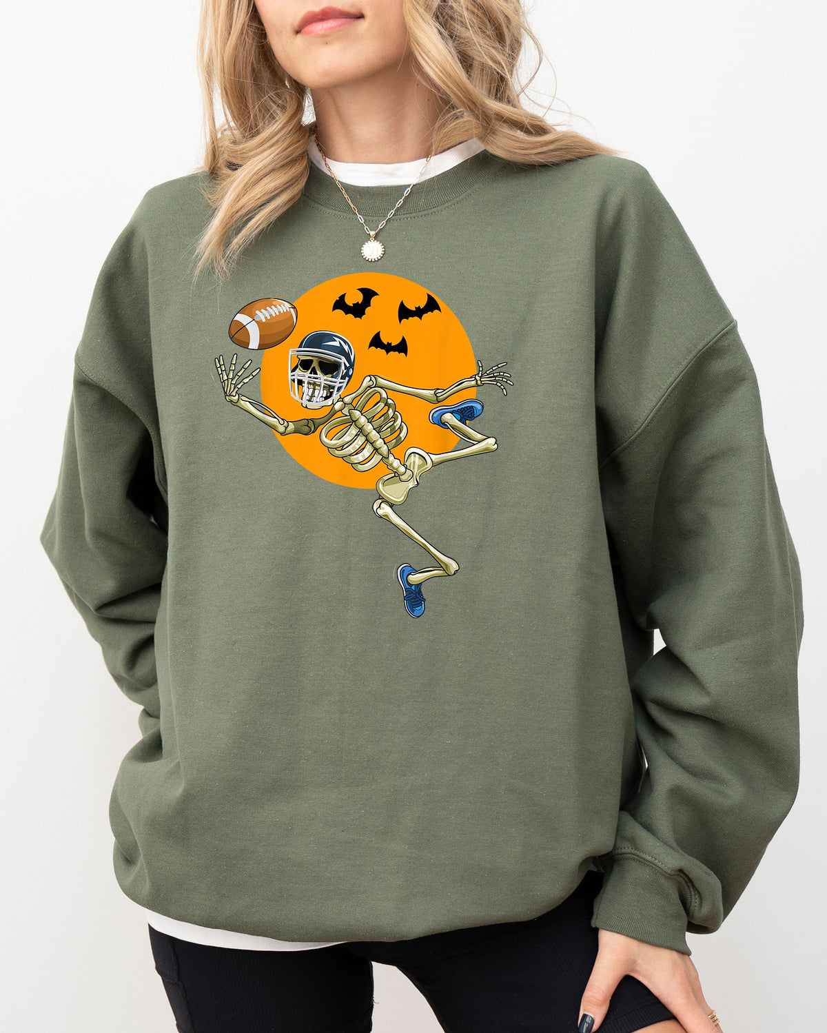 American Football Skeleton Spooky Witch Meme Halloween Costume Design Sweatshirt - Fabs things