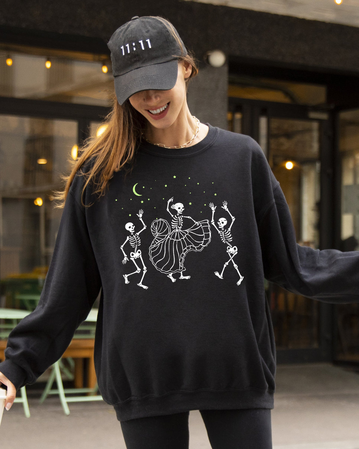 Dance Day of the Dead Skeleton Witch Skull Spooky Halloween Costume Theme Sweatshirt - Fabs things