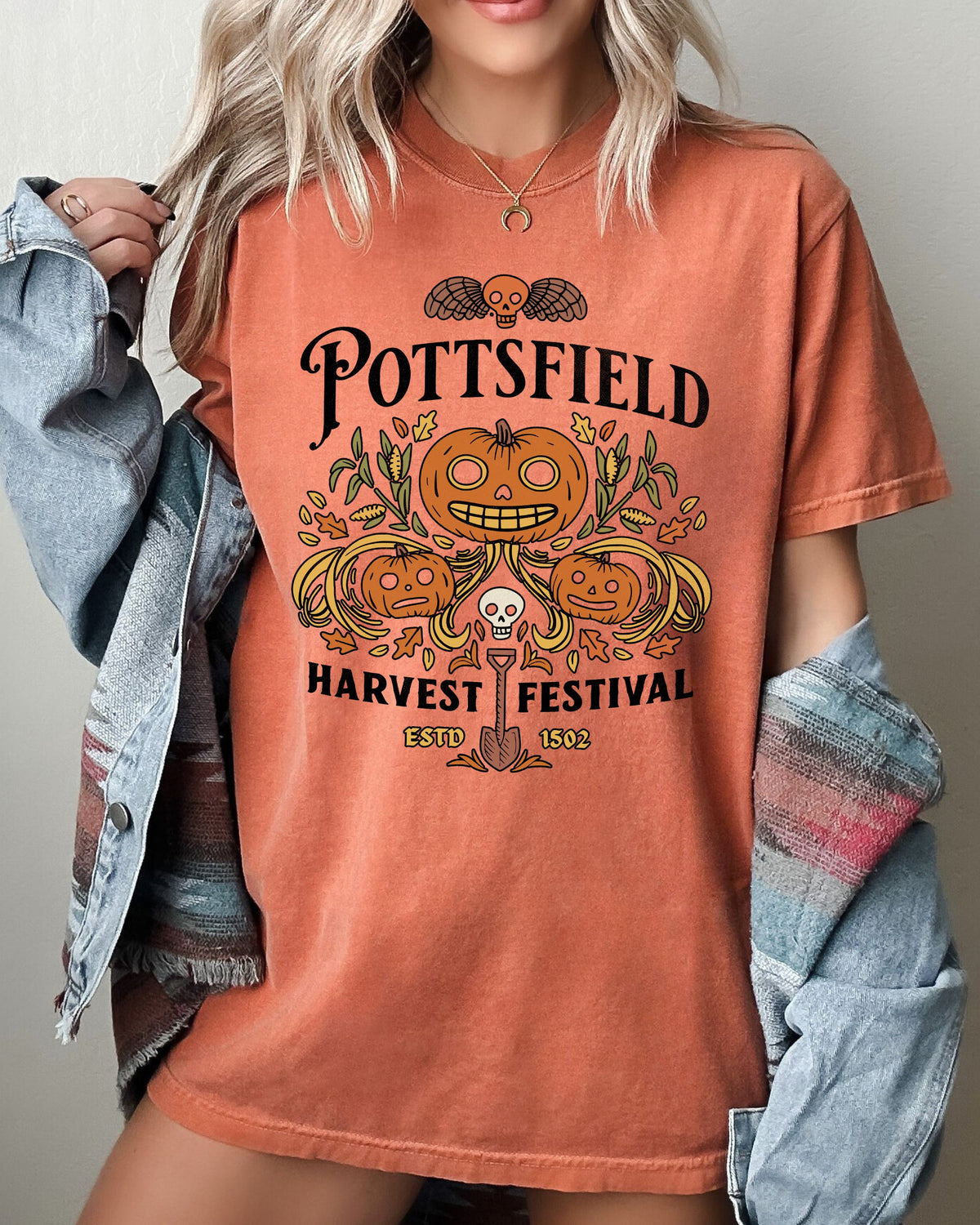 Pottsfield Harvest Festival Spooky Witch Halloween Meme Costume Comfort Colors Tee - Fabs things