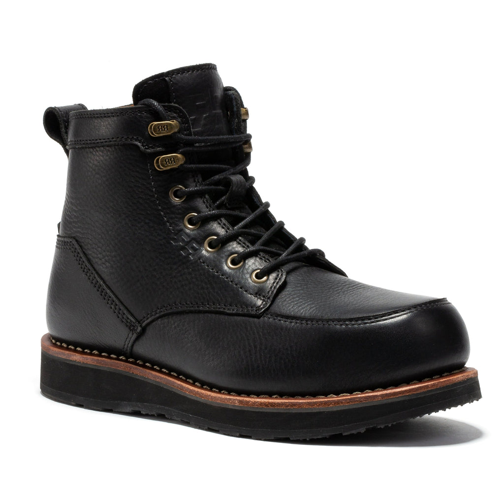 ROCKROOSTER Edgewood Men's 6 Inch Black Steel Toe Wedge Work Boots SAP610BK - Fabs things