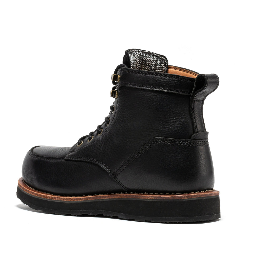 ROCKROOSTER Edgewood Men's 6 Inch Black Steel Toe Wedge Work Boots SAP610BK - Fabs things