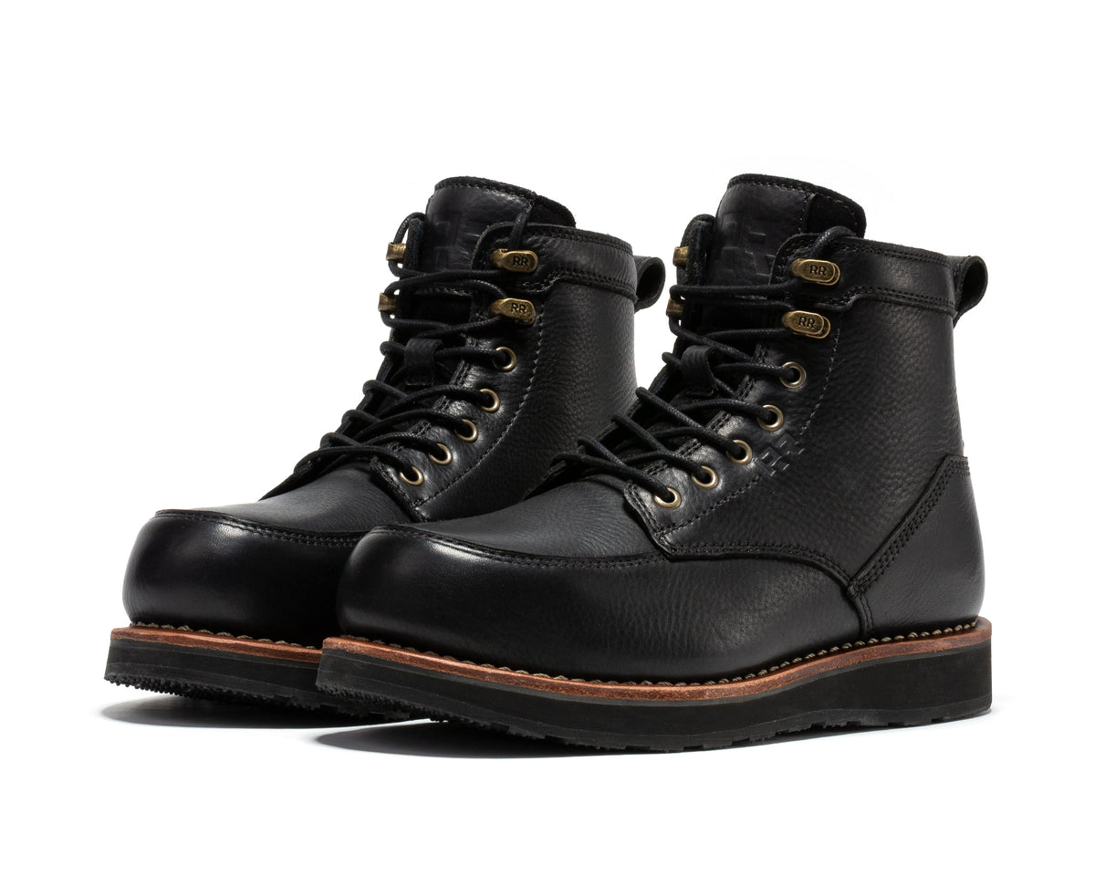 ROCKROOSTER Edgewood Men's 6 Inch Black Steel Toe Wedge Work Boots SAP610BK - Fabs things