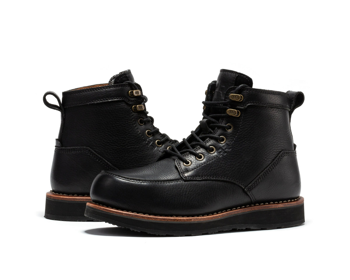 ROCKROOSTER Edgewood Men's 6 Inch Black Steel Toe Wedge Work Boots SAP610BK - Fabs things