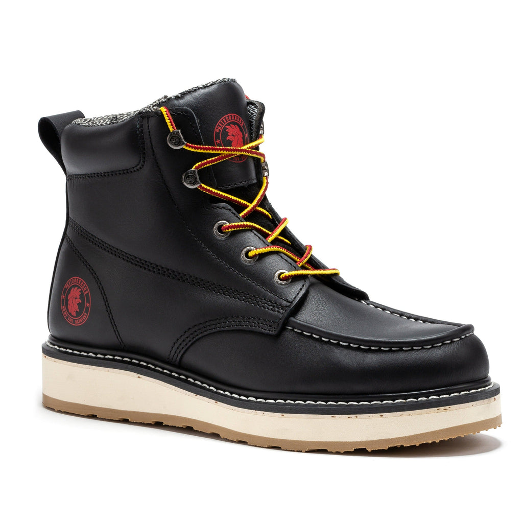 ROCKROOSTER Magnolia Men's 6 inch Black Soft Toe Zip Sided Wedge Work Boots SAP310 - Fabs things