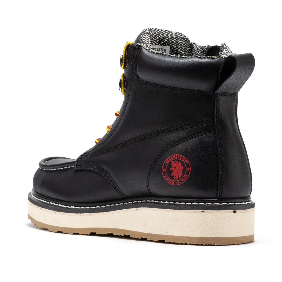 ROCKROOSTER Magnolia Men's 6 inch Black Soft Toe Zip Sided Wedge Work Boots SAP310 - Fabs things