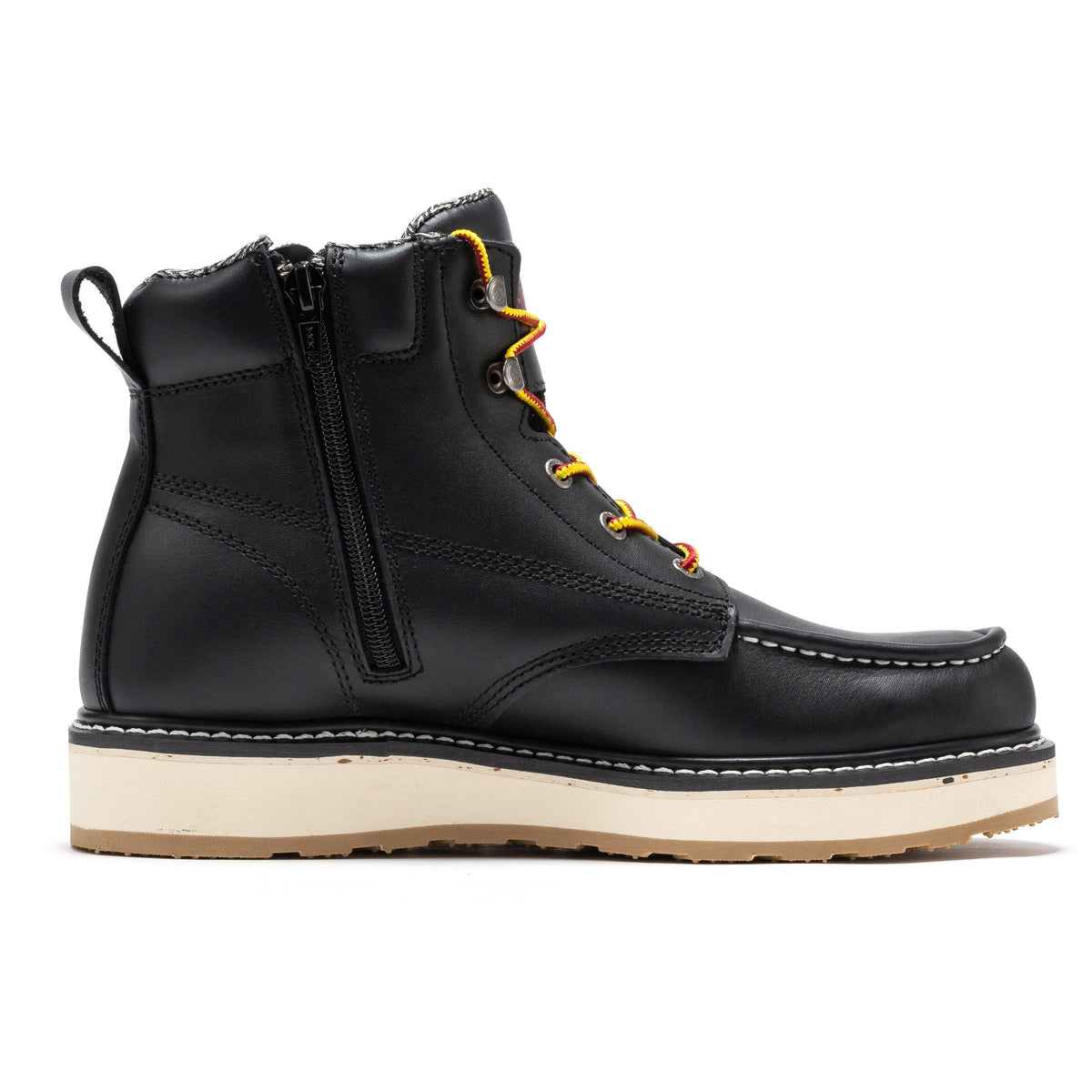 ROCKROOSTER Magnolia Men's 6 inch Black Soft Toe Zip Sided Wedge Work Boots SAP310 - Fabs things