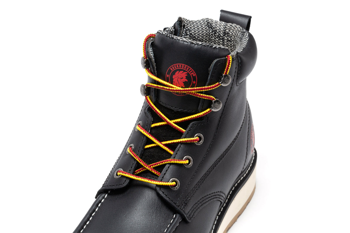 ROCKROOSTER Magnolia Men's 6 inch Black Soft Toe Zip Sided Wedge Work Boots SAP310 - Fabs things