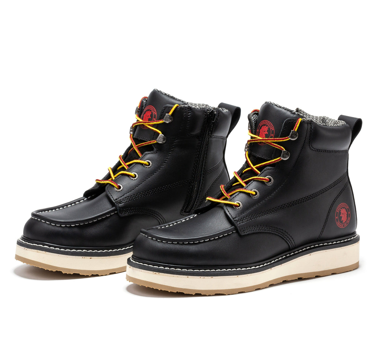 ROCKROOSTER Magnolia Men's 6 inch Black Soft Toe Zip Sided Wedge Work Boots SAP310 - Fabs things
