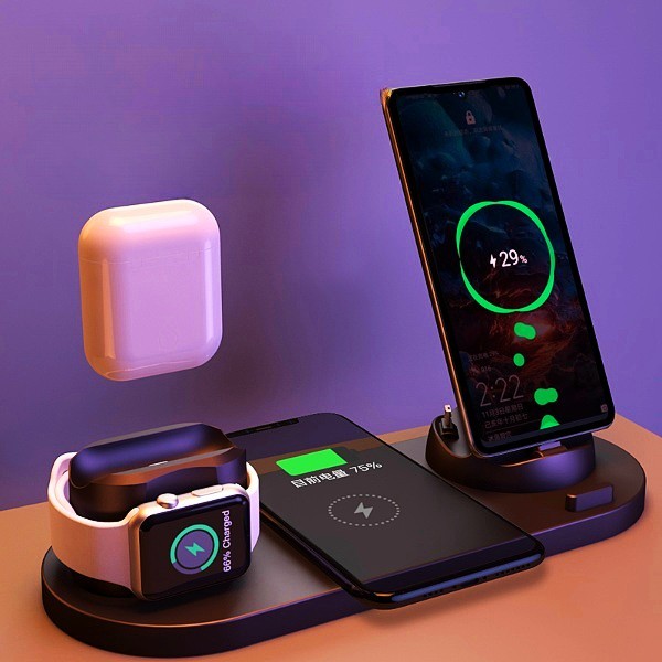 Wireless Charger For IPhone Fast Charger For Phone Fast Charging Pad For Phone Watch 6 In 1 Charging Dock Station - Fabs things